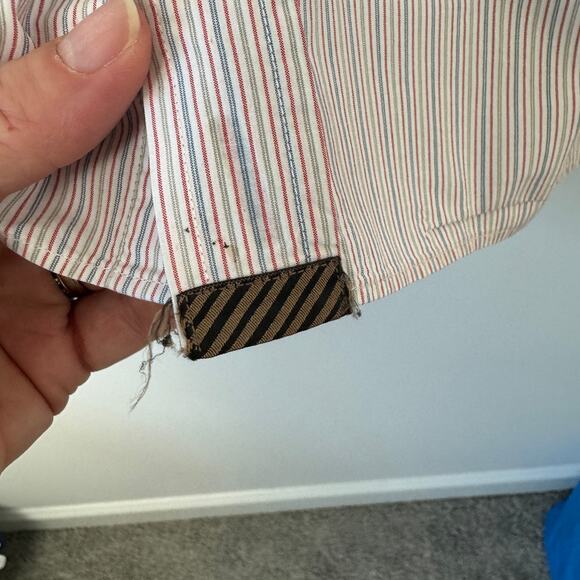 Billy Reid Red & Blue Striped Button Down Shirt Slim Fit Size Medium - Picture 4 of 8